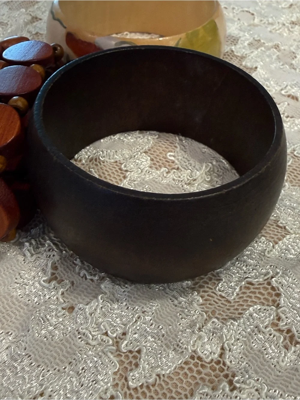 Bohemian western wood bangle bracelet set of 3 festival preppy hippie artsy